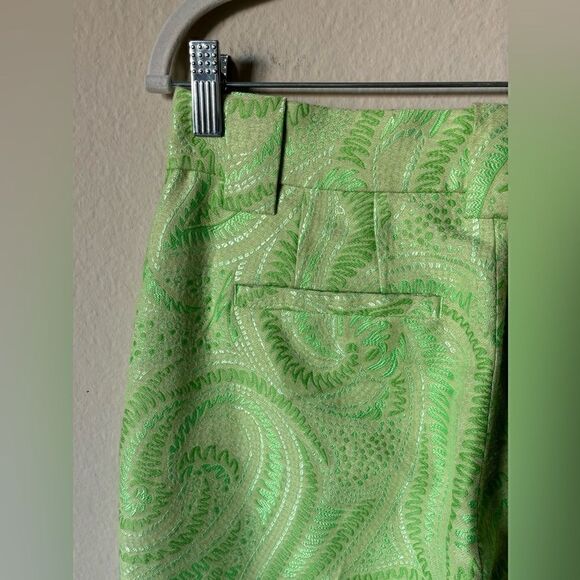 Rare A.L.C. Green Dress Pants Mid Waist Straight Leg Patterned Size S - Picture 8 of 11